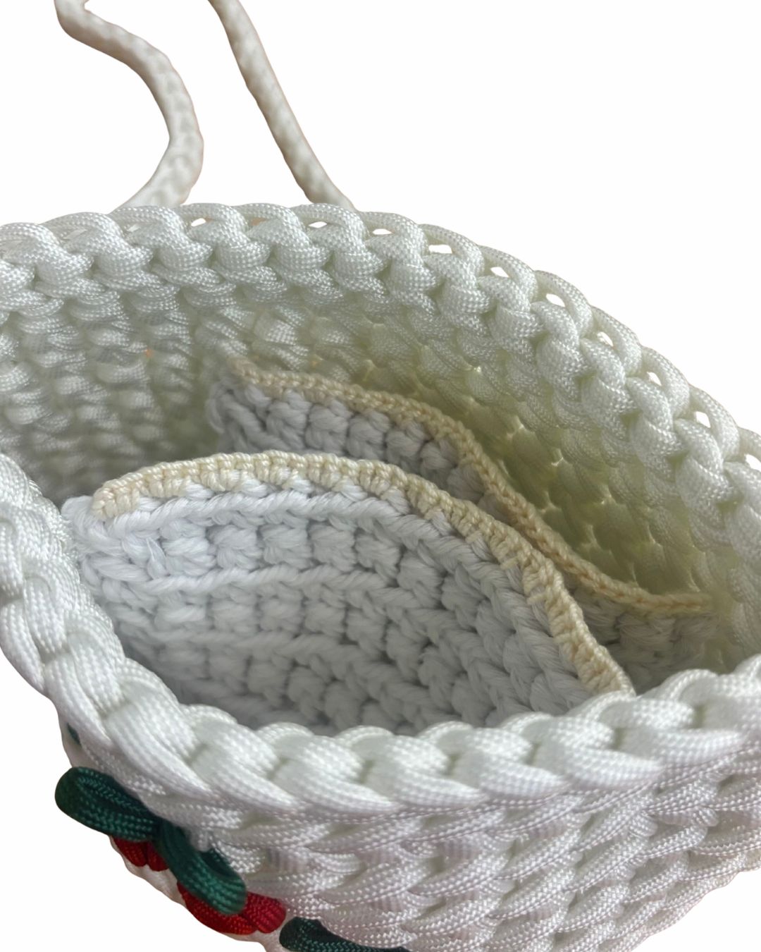 CROCHET CORD CHERRY PURSE