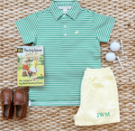 Load image into Gallery viewer, TBBC Prim &amp; Proper Polo in Kelly Green Stripe
