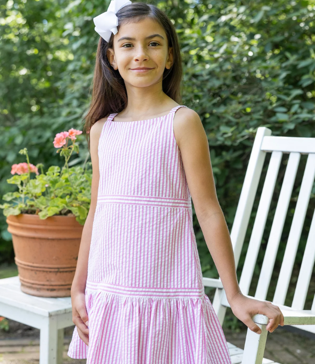 Florence Eiseman Seersucker Dress With Hem Ruffle