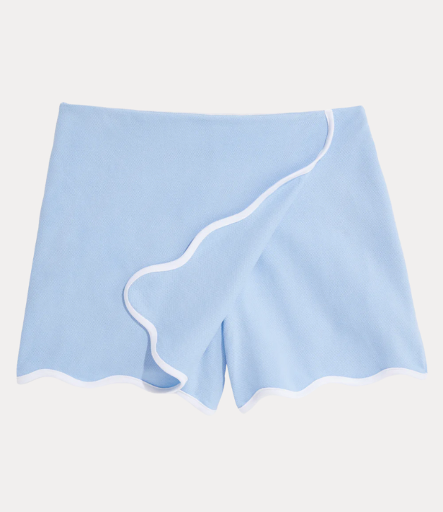Bella Bliss Scalloped Tennis Skort in Blue with White Trim