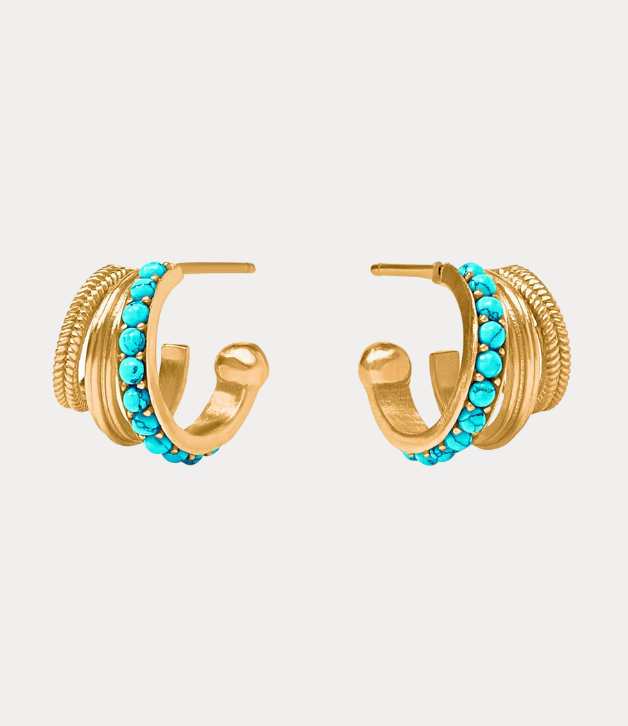 Julie Vos Hydra Triple Hoop in Turqoise