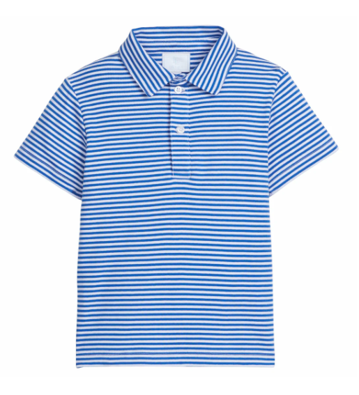 Little english Short Sleeve Polo in Royal Stripe