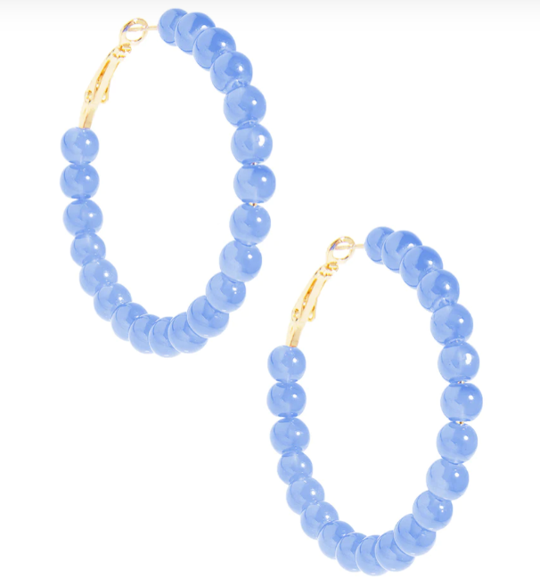 Zenzii Glass Bead Hoop Earring in Light Blue