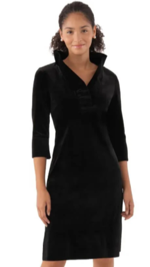 Gretchen Scott: Ruffneck Dress  Silky Velvet - BLK