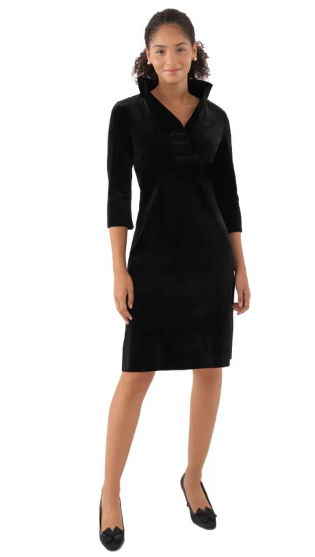 Gretchen Scott: Ruffneck Dress  Silky Velvet - BLK