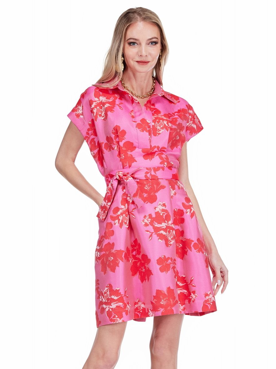 Jade Fit & Darts Dress in Romance Brocade