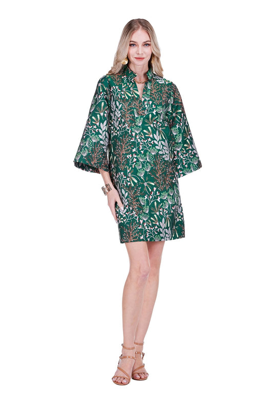 Jade Bell Sleeve Caftan in Evergreen Bloom