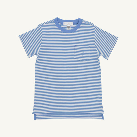 The Beaufort Bonnet Company Carter Crewneck in Sunrise Blvd Blue Stripe